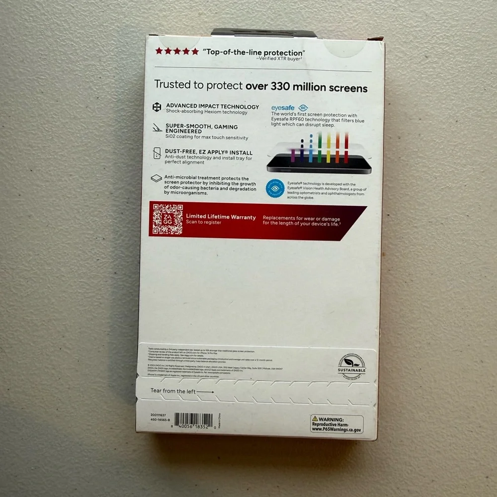 ZAGG InvisibleShield Screen Protector for iPhone 15 Pro - Black